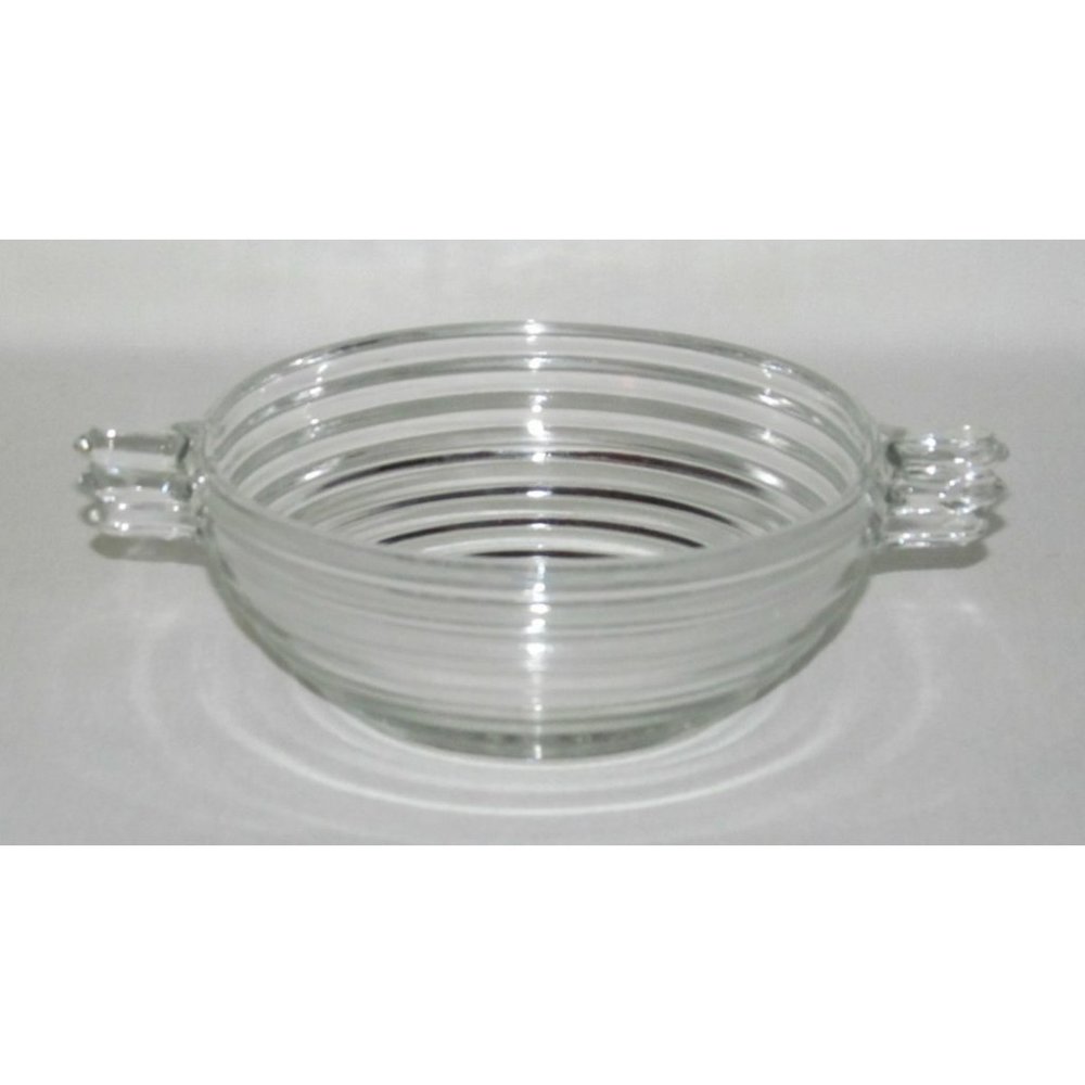 Anchor Hocking MANHATTAN Horizontal Ribbed Crystal Small Two-Handled Sauce Bowl